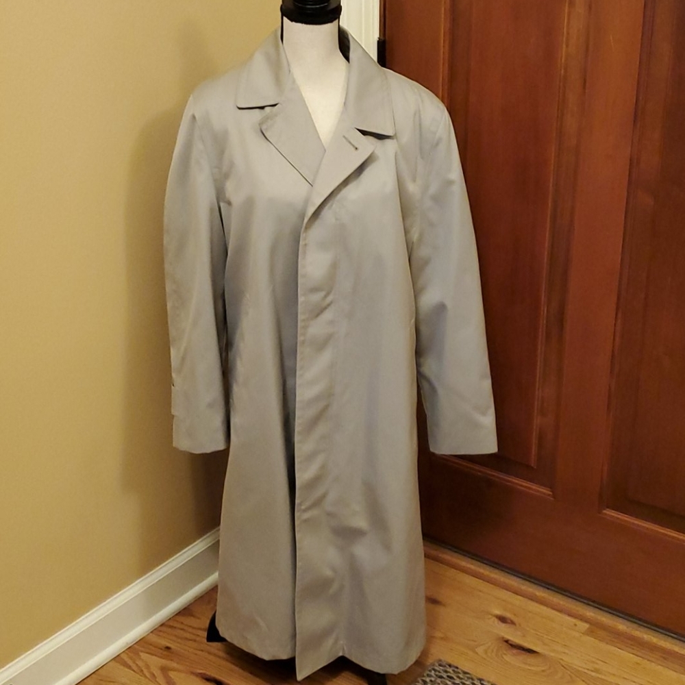 VINTAGE OAKTON TRECH COAT JACKET 40 SHORT CREAM